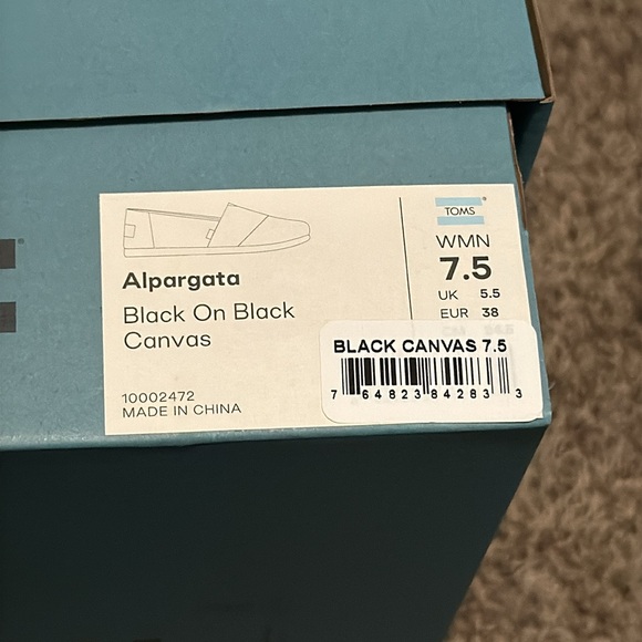 TOMS Black Canvas Slip-Ons sz7.5 - Picture 3 of 5